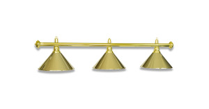 Billard Lampe mit 3 Schirmen. Oberfläche Messing poliert.