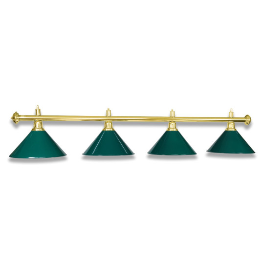 LAMPE DE BILLARD COULEUR LAITON AVEC 4 ABAT-JOUR VERT