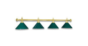 LAMPE DE BILLARD COULEUR LAITON AVEC 4 ABAT-JOUR VERT