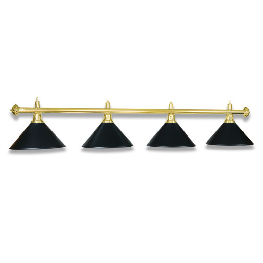 lustre billard avec 4 abat-jour en métal noir.
