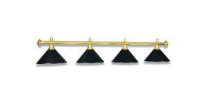 lustre billard avec 4 abat-jour en métal noir.