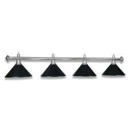 LAMPE CHROME AVEC 4 ABAT-JOUR NOIR