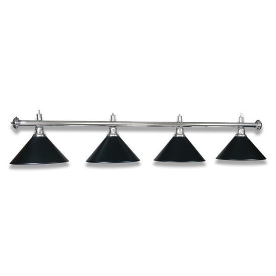 LAMPE CHROME AVEC 4 ABAT-JOUR NOIR