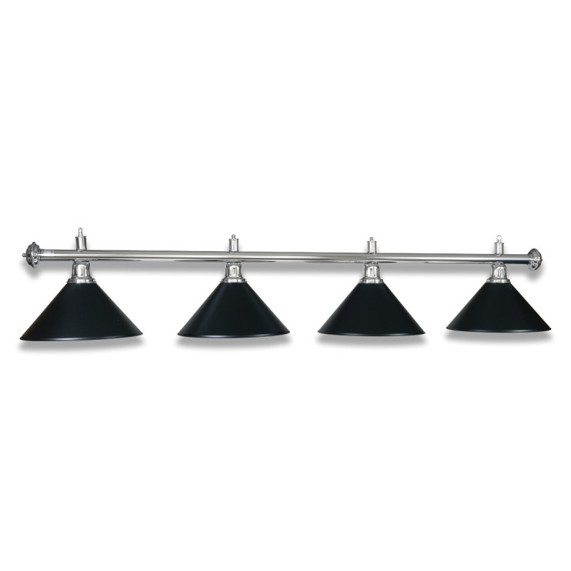 LAMPE CHROME AVEC 4 ABAT-JOUR NOIR