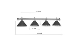 LAMPE CHROMÉE AVEC 4 ABAT-JOUR BLEU