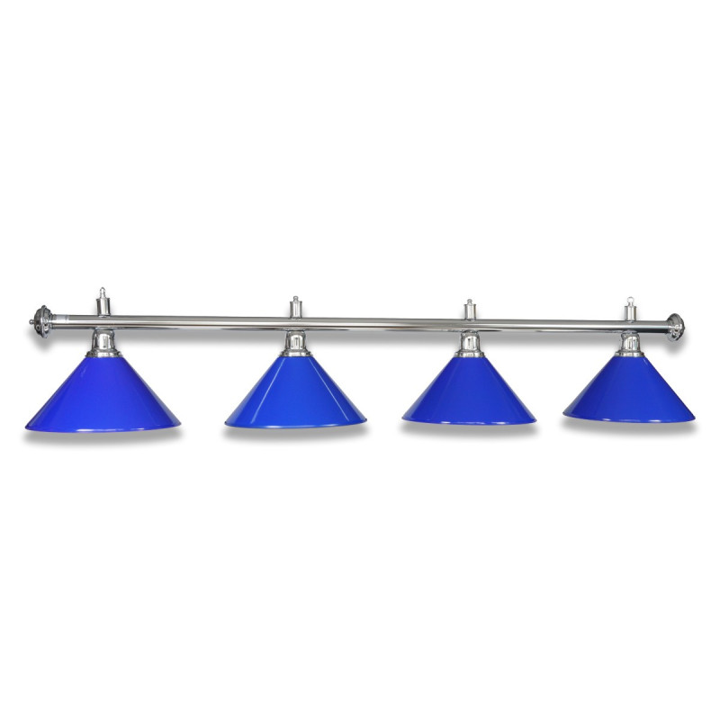 LAMPE CHROMÉE AVEC 4 ABAT-JOUR BLEU