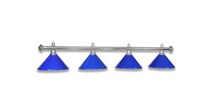 LAMPE CHROMÉE AVEC 4 ABAT-JOUR BLEU