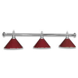 LAMPE CHROM MIT 3 SCHIRMEN BURGUNDY