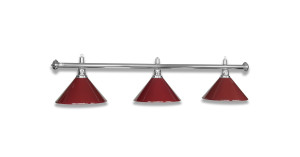 LAMPE DE BILLARD CHROMÉE AVEC 3 ABAT-JOUR - BORDEAUX