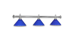 LAMPE CHROME AVEC 3 ABAT-JOUR BLEU