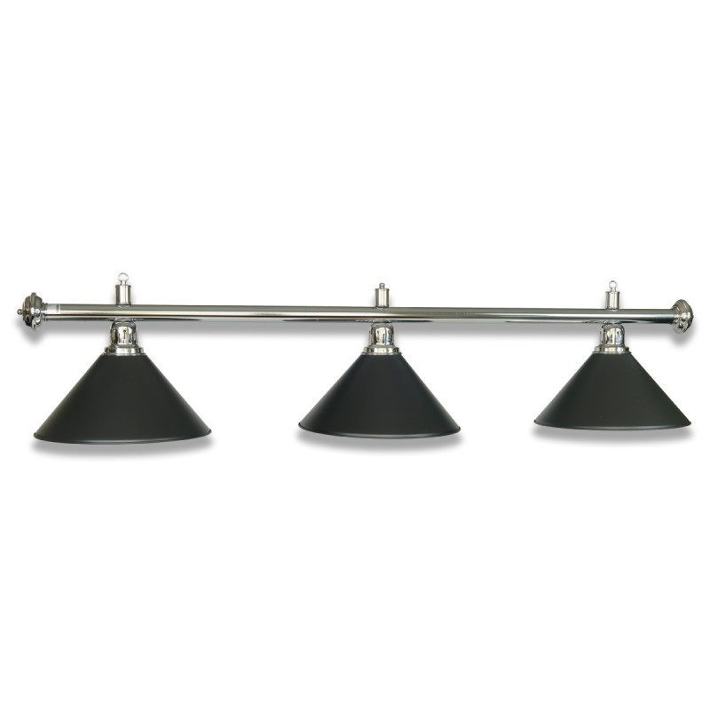 LAMPE CHROMÉE AVEC 3 ABAT-JOUR NOIR