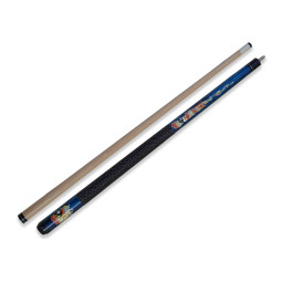 QUEUE DE BILLARD COURT "FLAMES" BLEUE 123 CM.