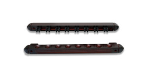 Queuewandhalter für 8 Queues aus Holz. Clips aus Plastik.