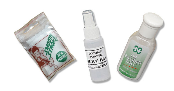 POUDRES POUR LES MAINS ET SPRAYS DÉSHYDRATANTS POUR LES JOUEURS DE BILLARD